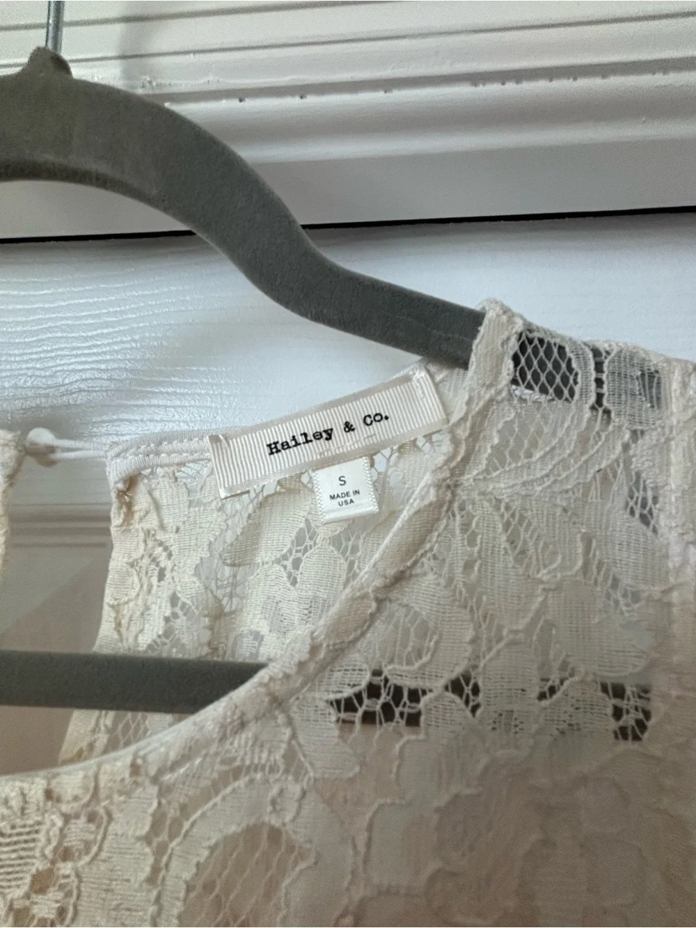 Halley & Co. Cream Lace Pink Lined Sleeveless Dress - Picture 4 of 5